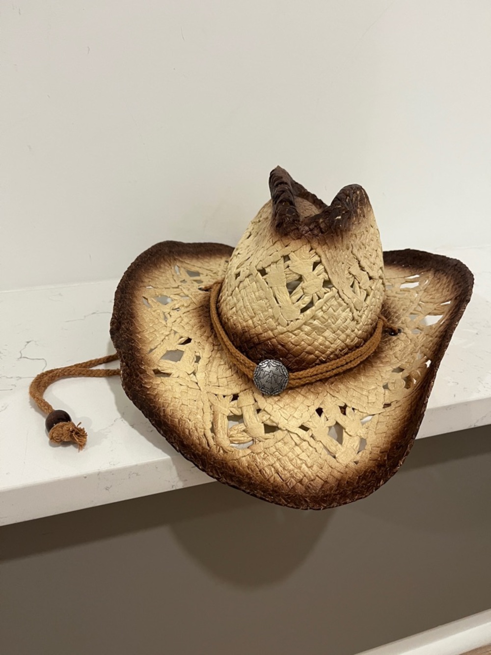 Revolve Straw Cowboy Hat with Brown Ombre Trim